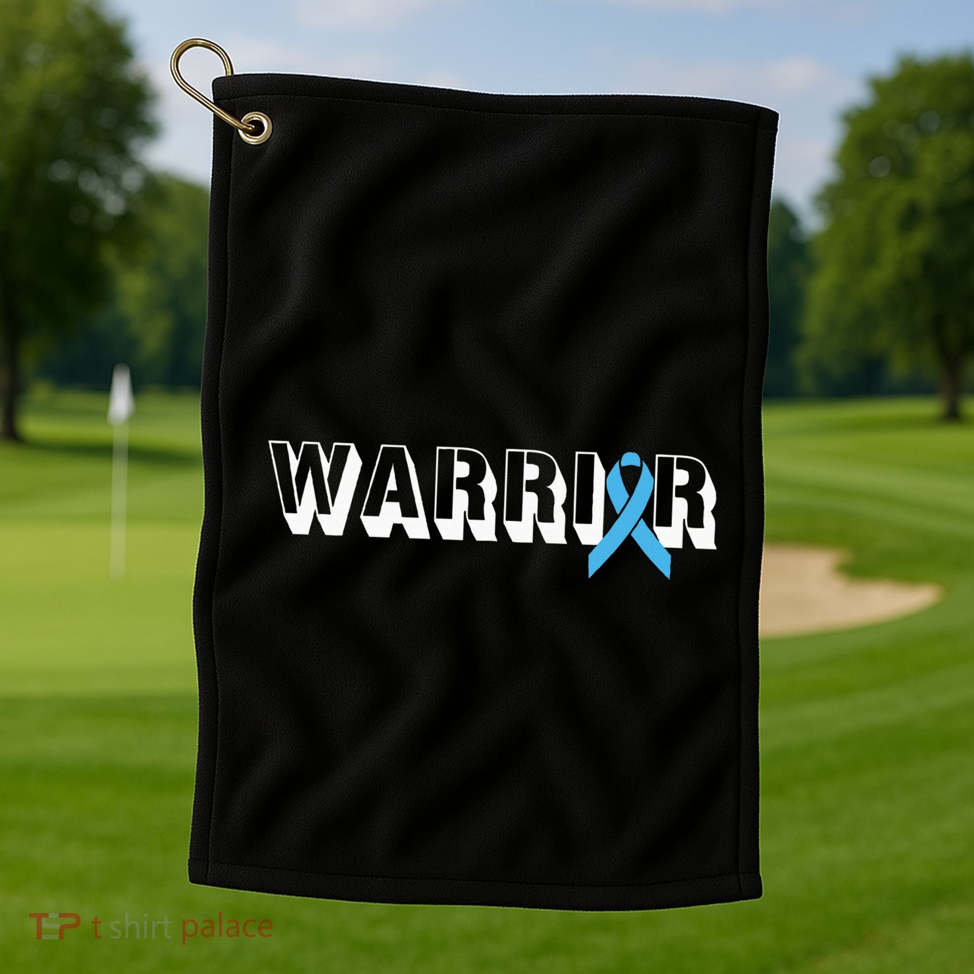 Support Father Prostate Cancer Warrior Light Blue Ribbon Golf Towel