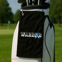 Support Father Prostate Cancer Warrior Light Blue Ribbon Golf Towel thumb 2