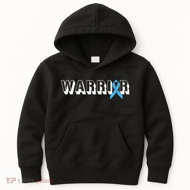 Support Father Prostate Cancer Warrior Light Blue Ribbon Kids Hoodie