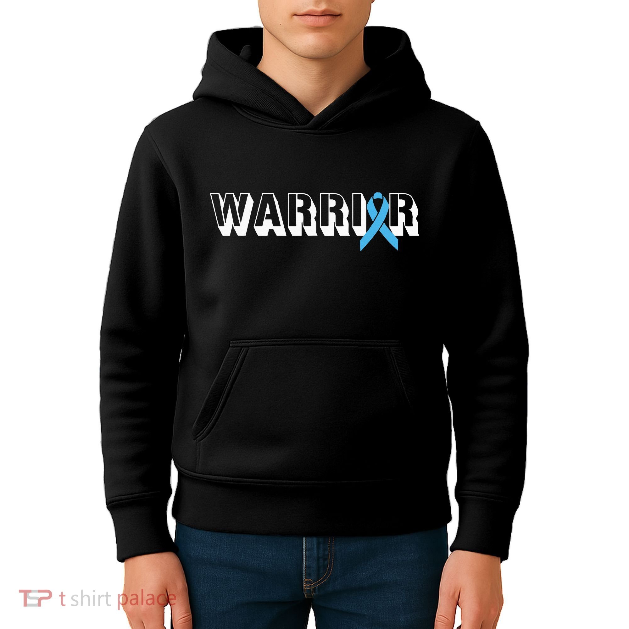 Support Father Prostate Cancer Warrior Light Blue Ribbon Kids Hoodie