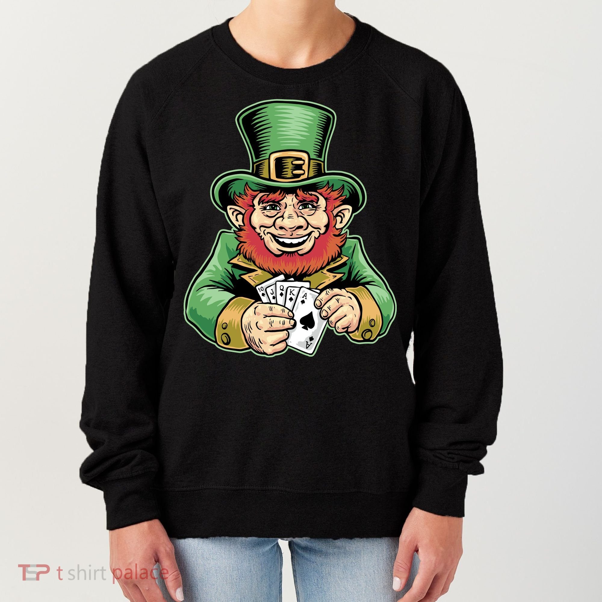 Straight Flush Poker Leprechaun Women's Sweatshirt