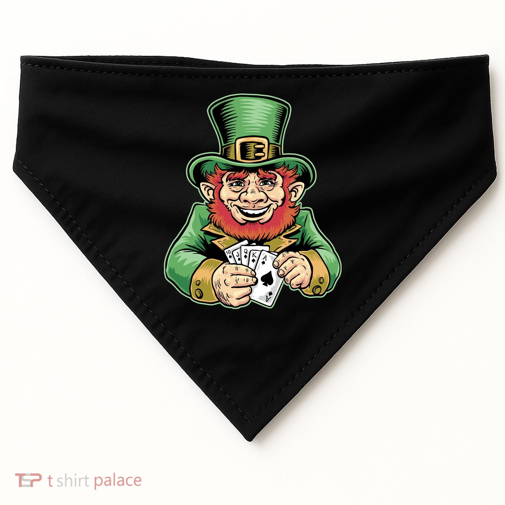 Straight Flush Poker Leprechaun USA-Made Doggie Bandana