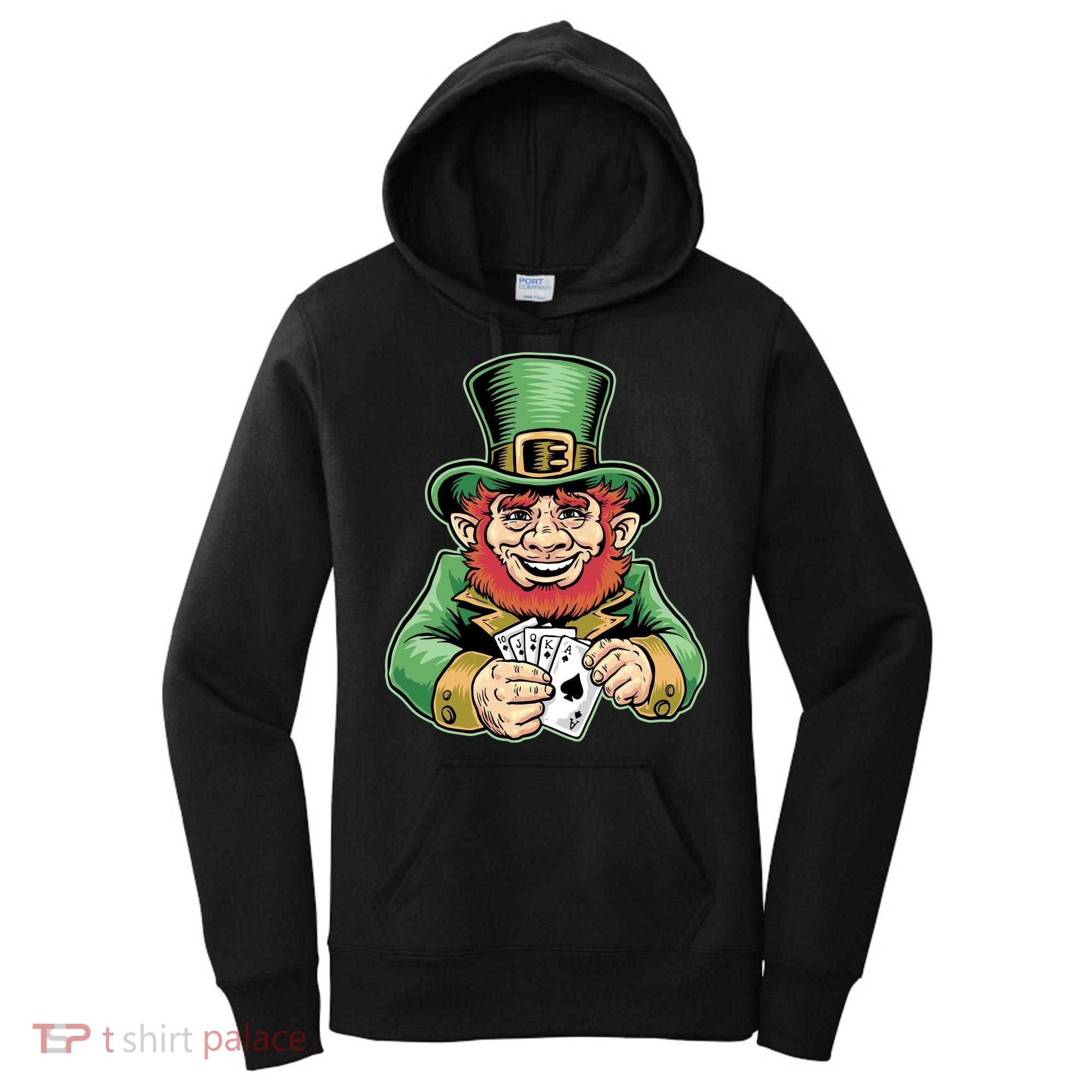 Straight Flush Poker Leprechaun Women's Hoodie