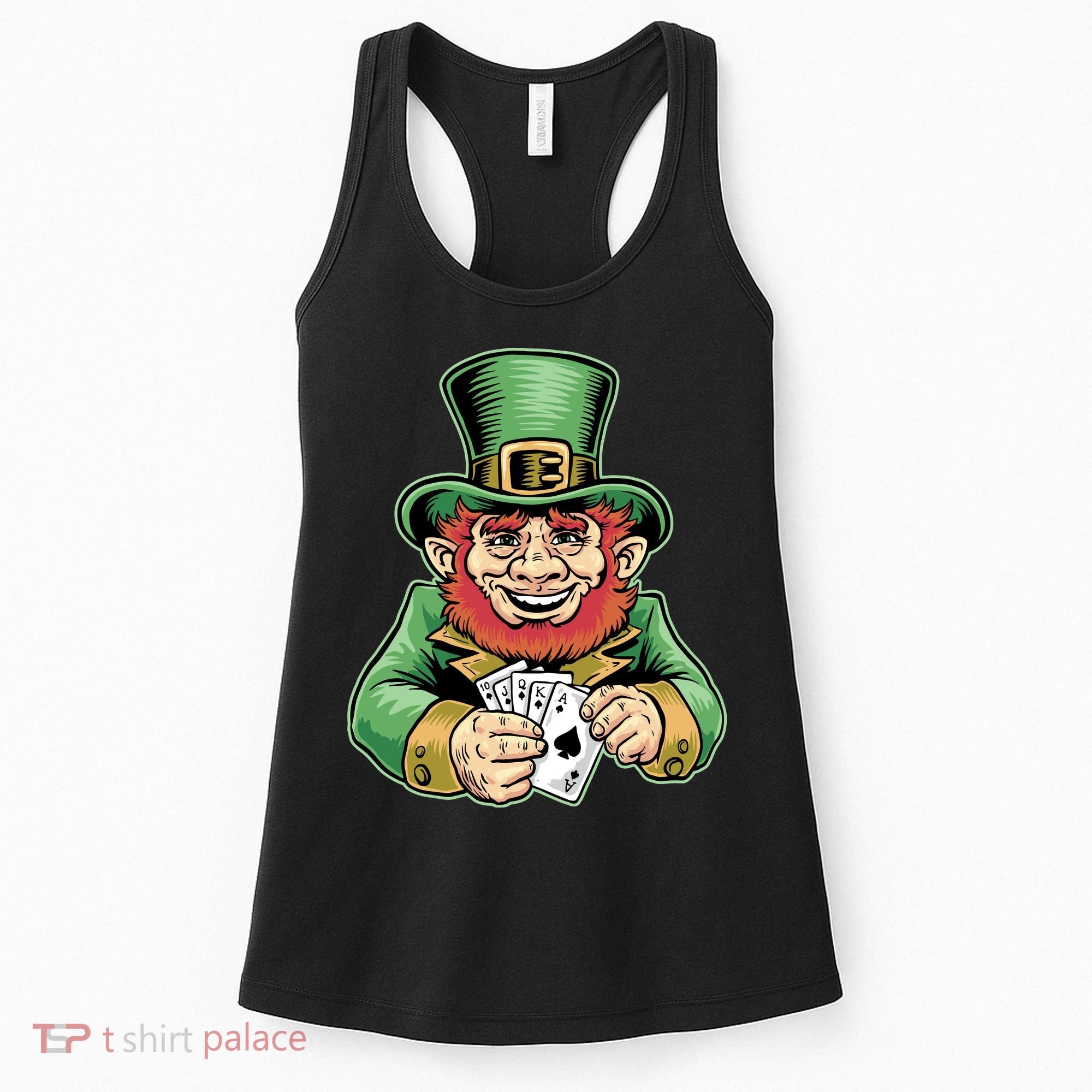 Straight Flush Poker Leprechaun Women's Tank Top