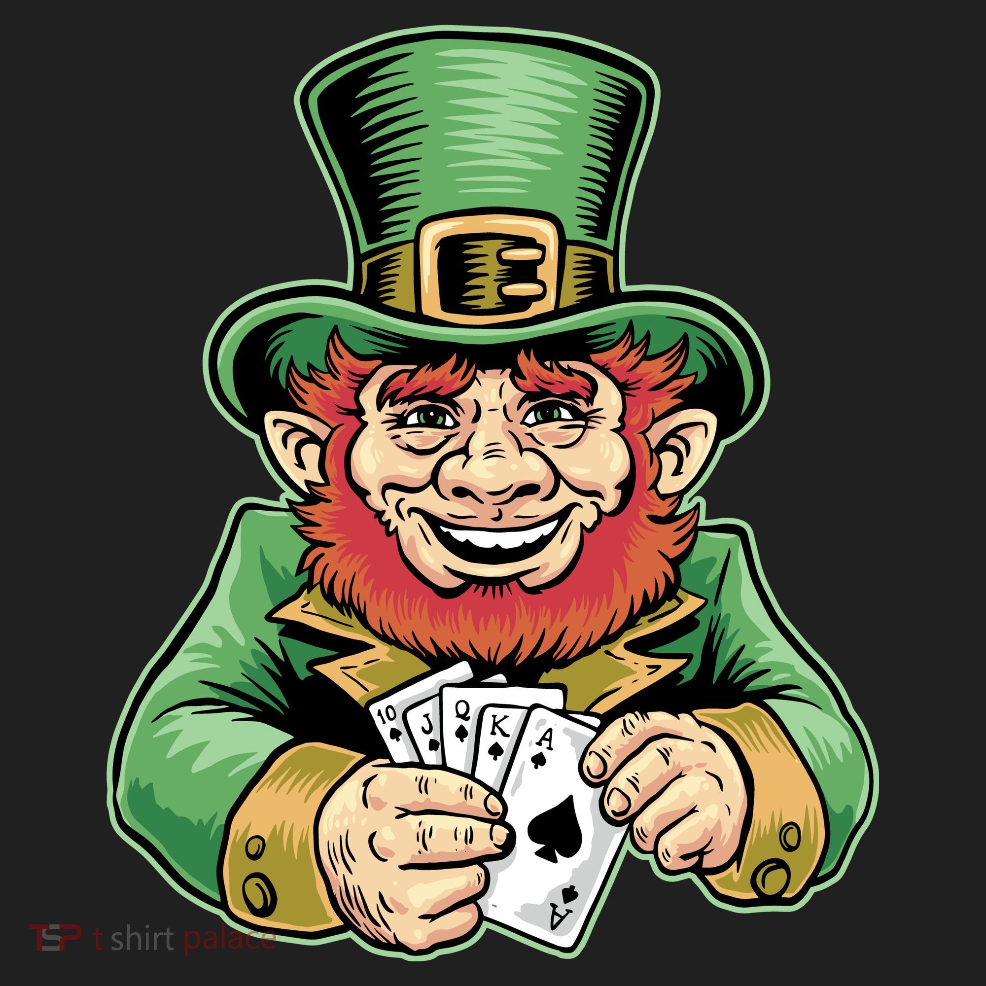 Straight Flush Poker Leprechaun Golf Towel