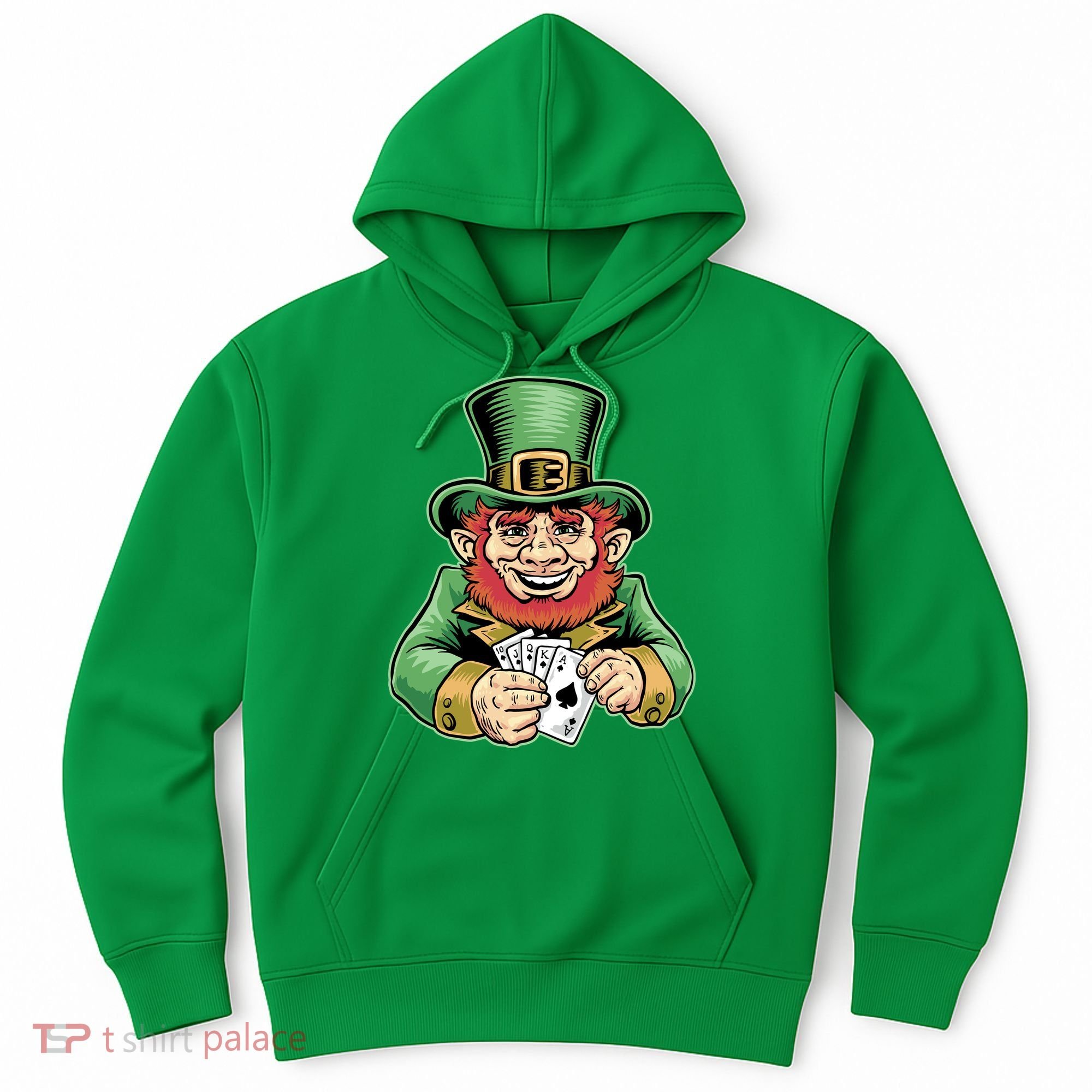 Straight Flush Poker Leprechaun Hoodie