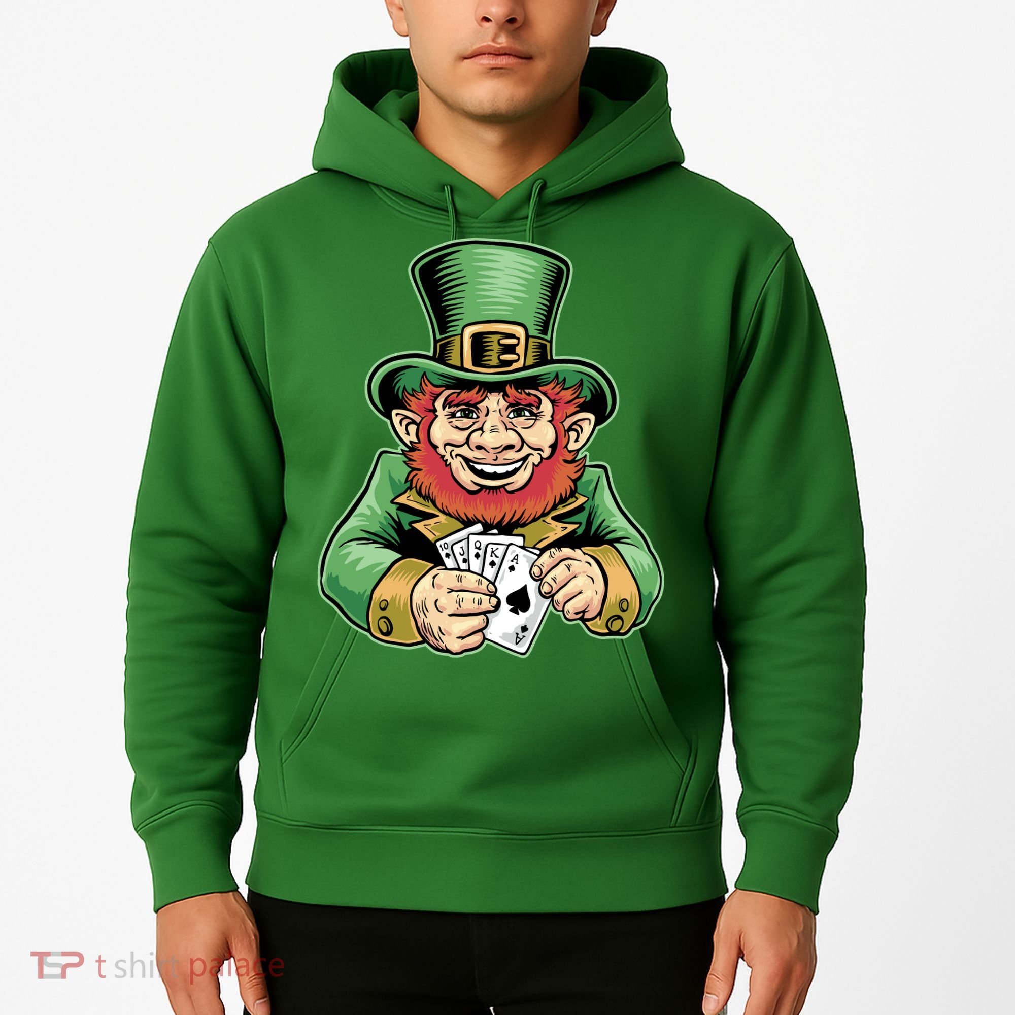 Straight Flush Poker Leprechaun Hoodie