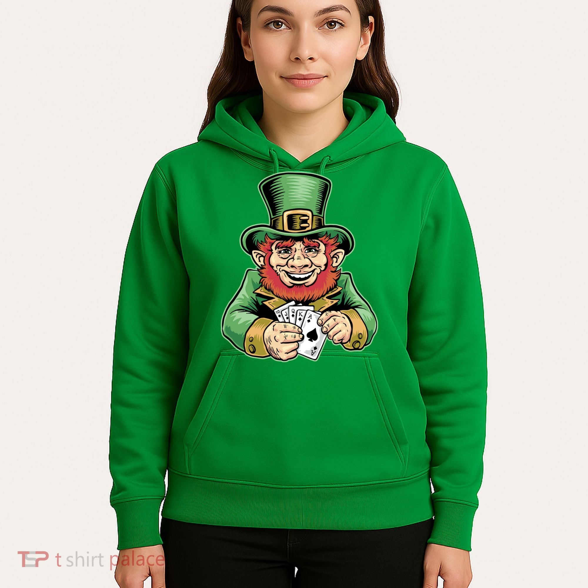 Straight Flush Poker Leprechaun Hoodie