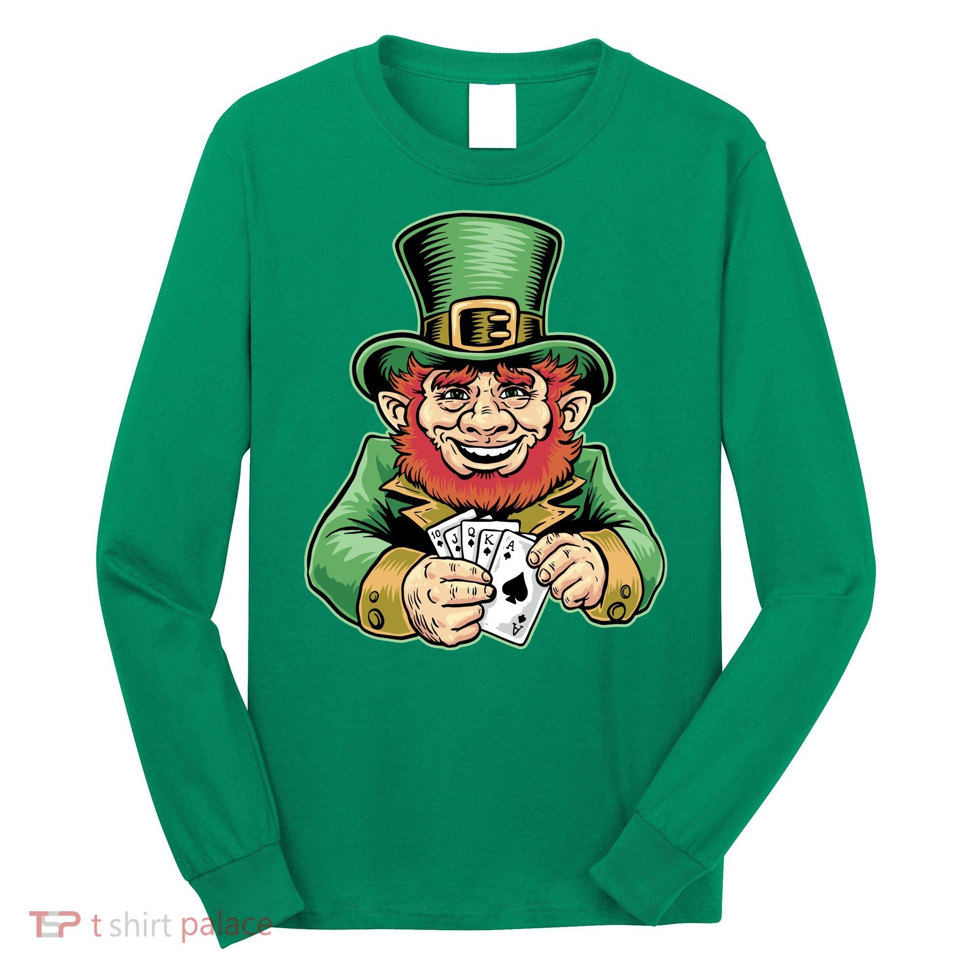 Straight Flush Poker Leprechaun Long Sleeve Shirt