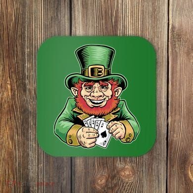 Straight Flush Poker Leprechaun Coaster