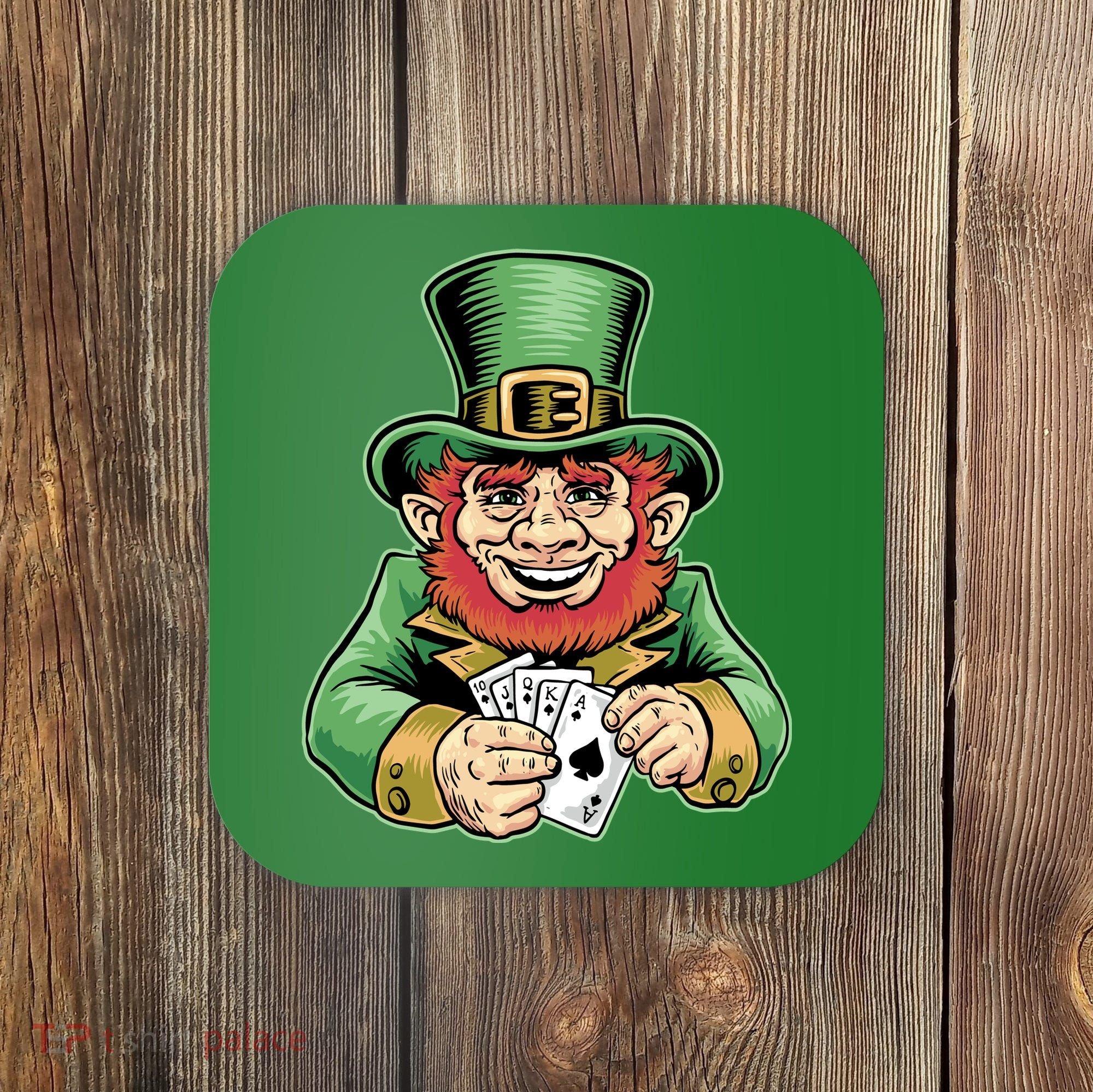 Straight Flush Poker Leprechaun Coaster
