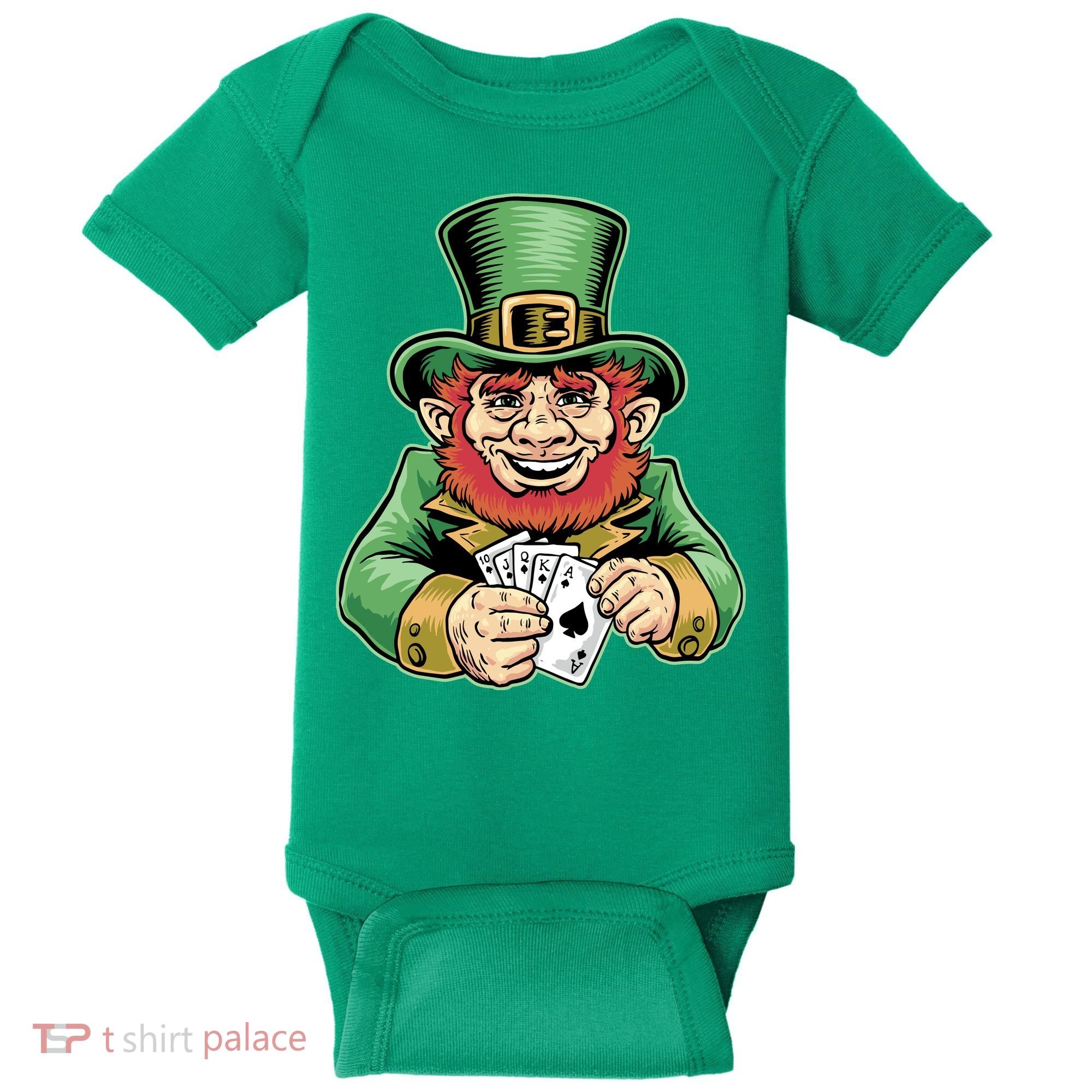 Straight Flush Poker Leprechaun Baby Bodysuit