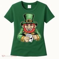 Straight Flush Poker Leprechaun Women's T-Shirt thumb 0