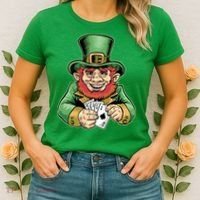 Straight Flush Poker Leprechaun Women's T-Shirt thumb 2