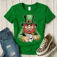Straight Flush Poker Leprechaun Women's T-Shirt thumb 3