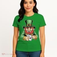 Straight Flush Poker Leprechaun Women's T-Shirt thumb 4