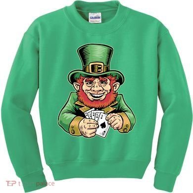Straight Flush Poker Leprechaun Kids Sweatshirt