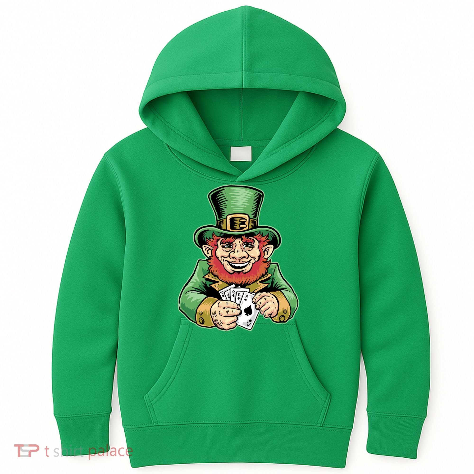 Straight Flush Poker Leprechaun Kids Hoodie