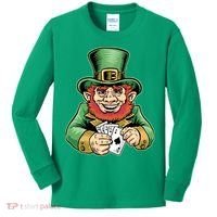 Straight Flush Poker Leprechaun Kids Long Sleeve Shirt thumb 0