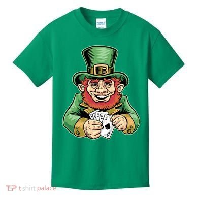 Straight Flush Poker Leprechaun Kids T-Shirt
