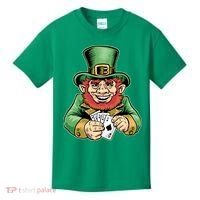 Straight Flush Poker Leprechaun Kids T-Shirt thumb 0