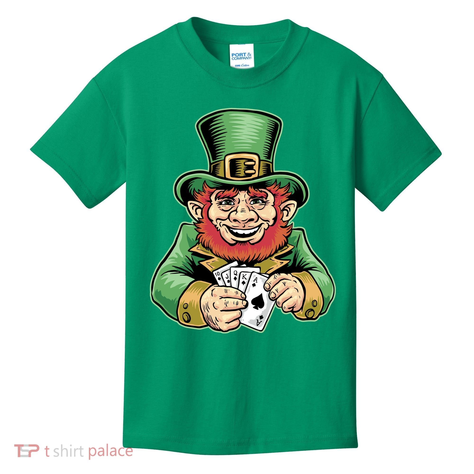 Straight Flush Poker Leprechaun Kids T-Shirt