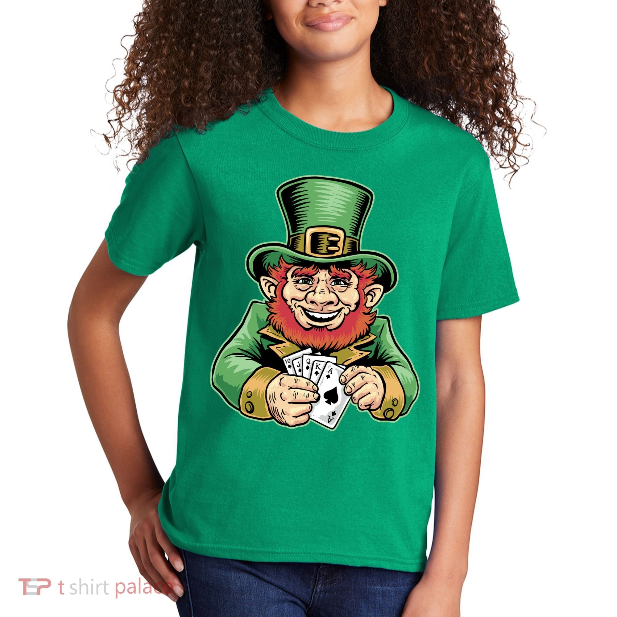 Straight Flush Poker Leprechaun Kids T-Shirt