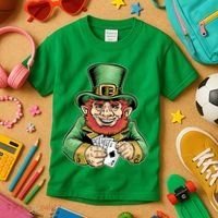 Straight Flush Poker Leprechaun Kids T-Shirt thumb 3