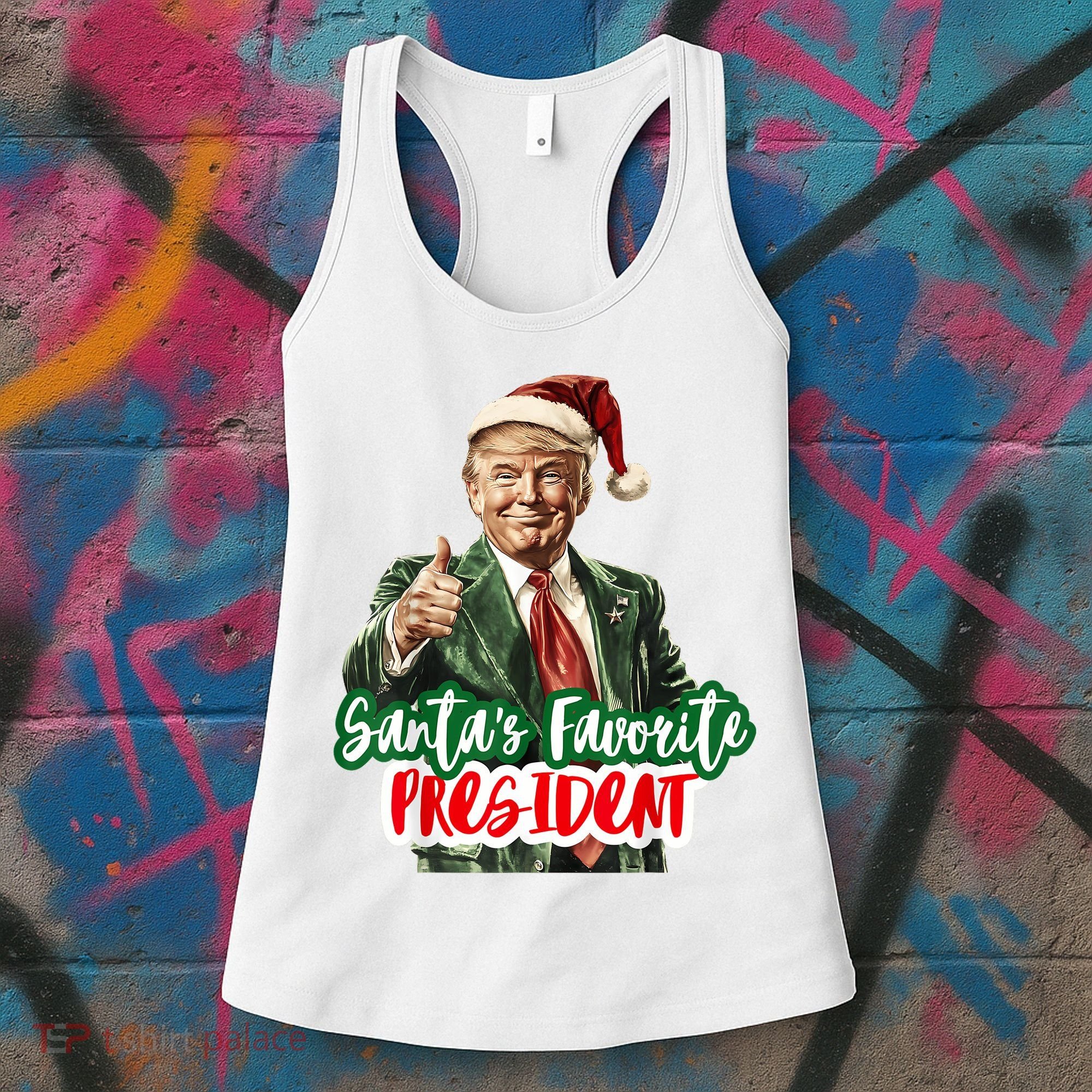 SantaS Favorite President Funny Santa Trump 2024 Christmas Women's Tank Top