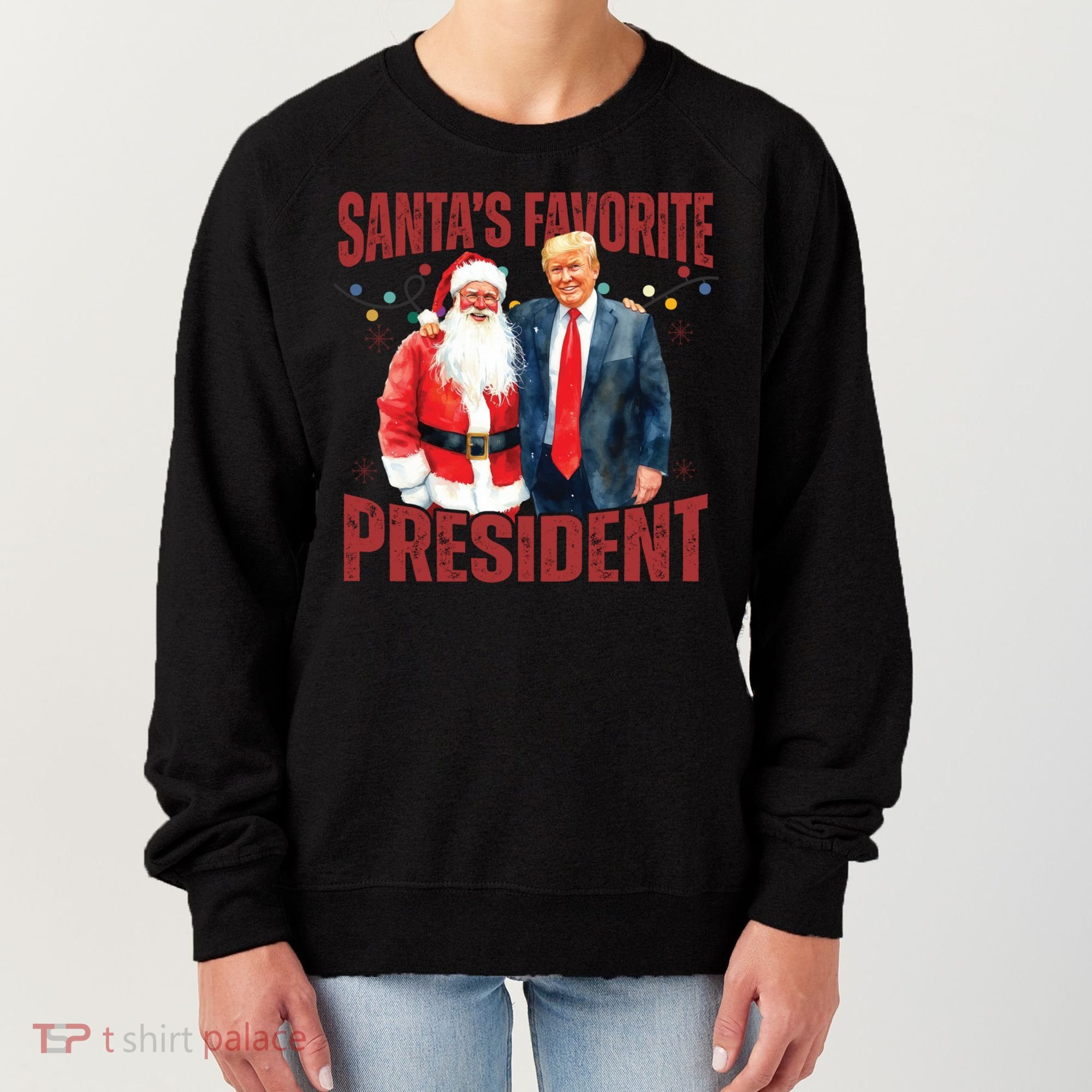 SantaS Favorite President Trump Christmas Santa Hat Women's Sweatshirt