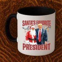 SantaS Favorite President Trump Christmas Santa Hat Coffee Mug thumb 2