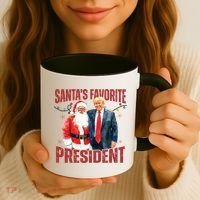 SantaS Favorite President Trump Christmas Santa Hat Coffee Mug thumb 3