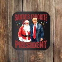 SantaS Favorite President Trump Christmas Santa Hat Coaster thumb 0