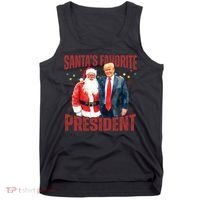 SantaS Favorite President Trump Christmas Santa Hat Tank Top thumb 0