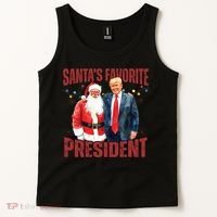 SantaS Favorite President Trump Christmas Santa Hat Tank Top thumb 2