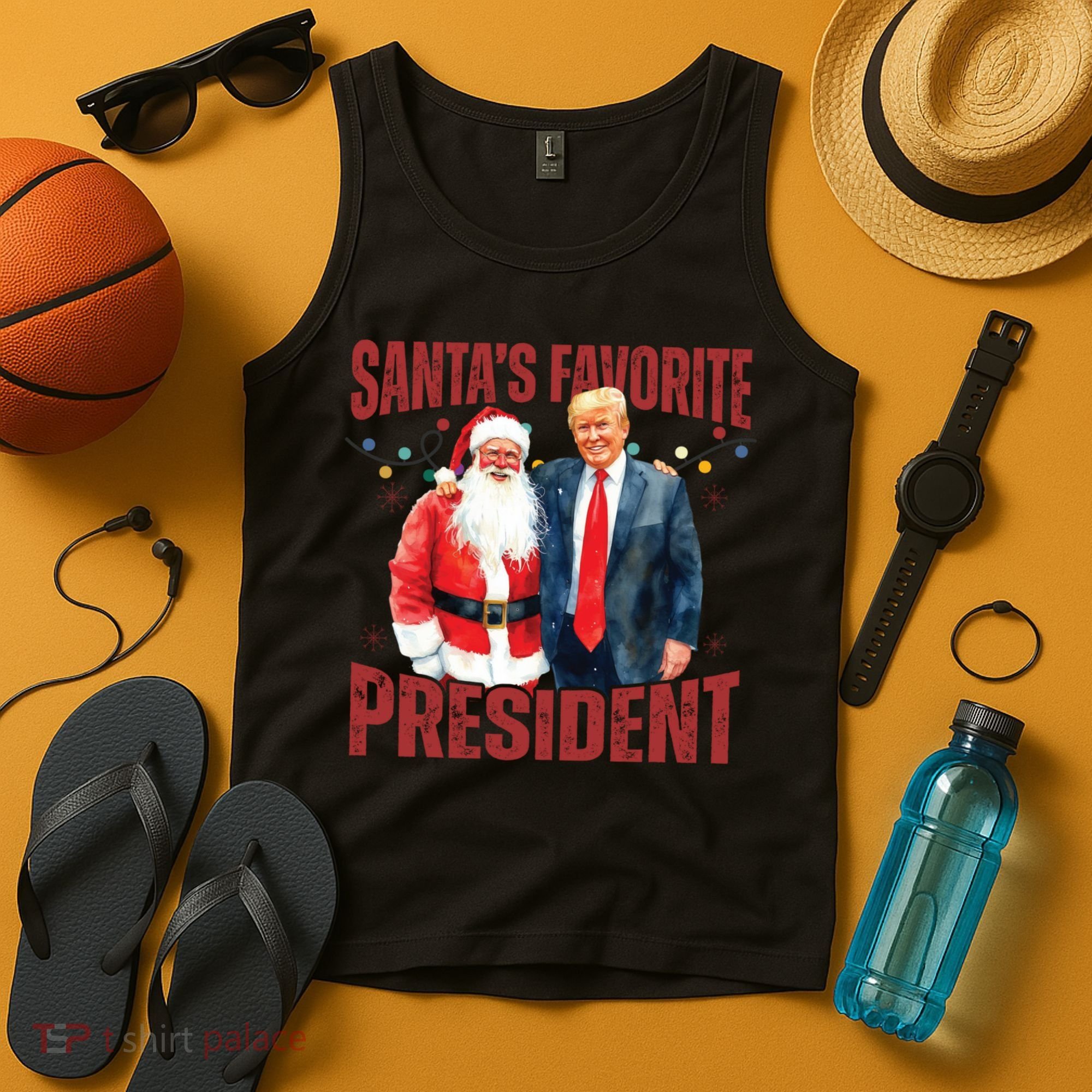 SantaS Favorite President Trump Christmas Santa Hat Tank Top