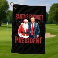 SantaS Favorite President Trump Christmas Santa Hat Golf Towel thumb 1