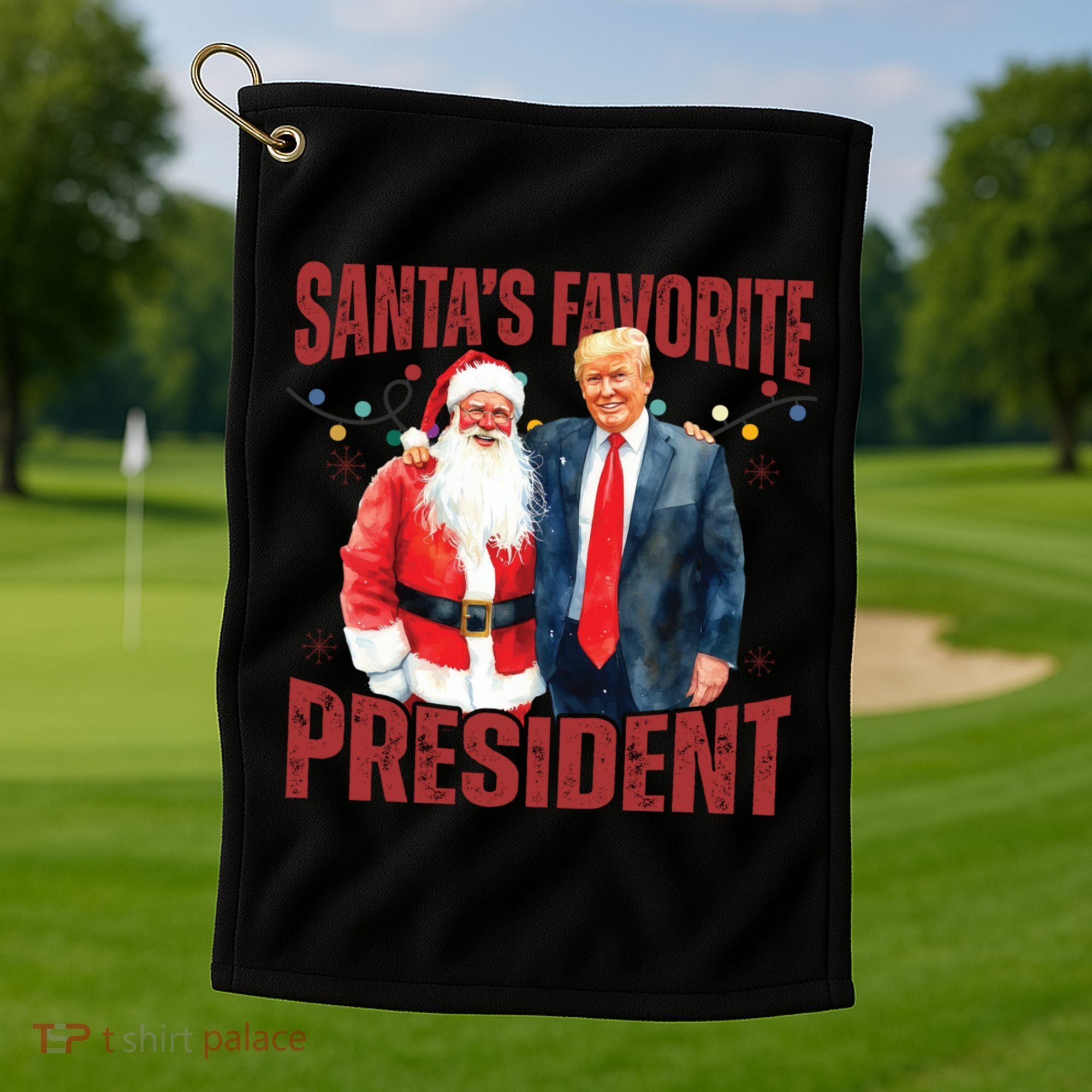SantaS Favorite President Trump Christmas Santa Hat Golf Towel
