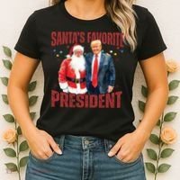 SantaS Favorite President Trump Christmas Santa Hat Women's T-Shirt thumb 2