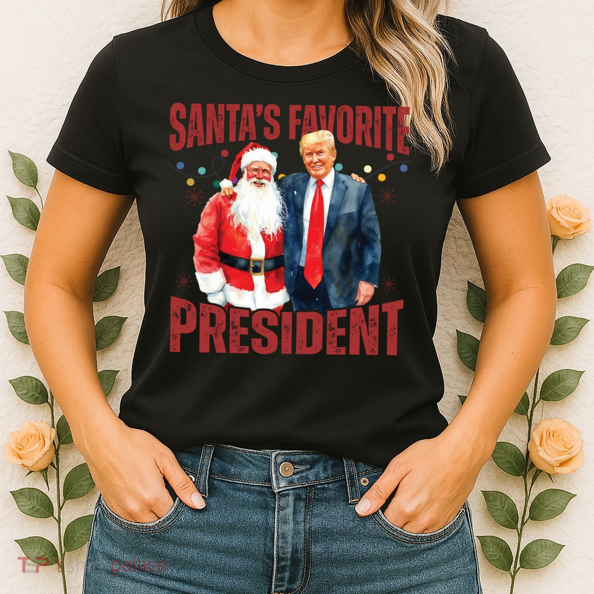 SantaS Favorite President Trump Christmas Santa Hat Women's T-Shirt