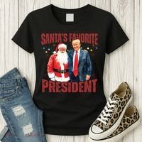 SantaS Favorite President Trump Christmas Santa Hat Women's T-Shirt thumb 3