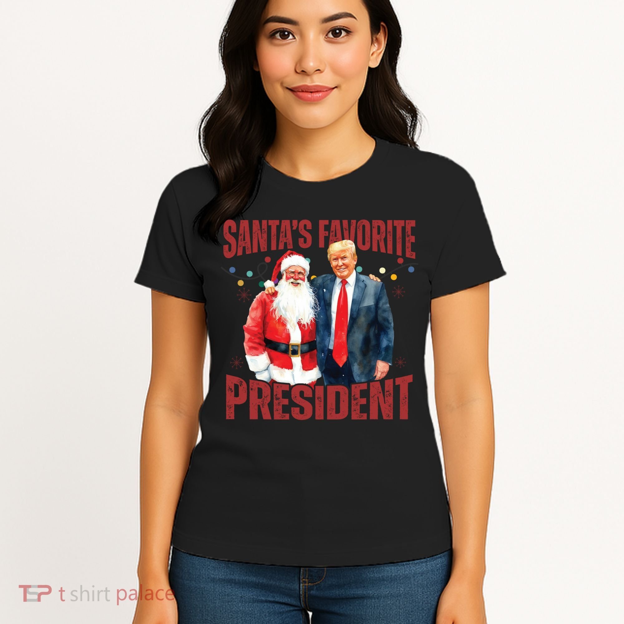 SantaS Favorite President Trump Christmas Santa Hat Women's T-Shirt