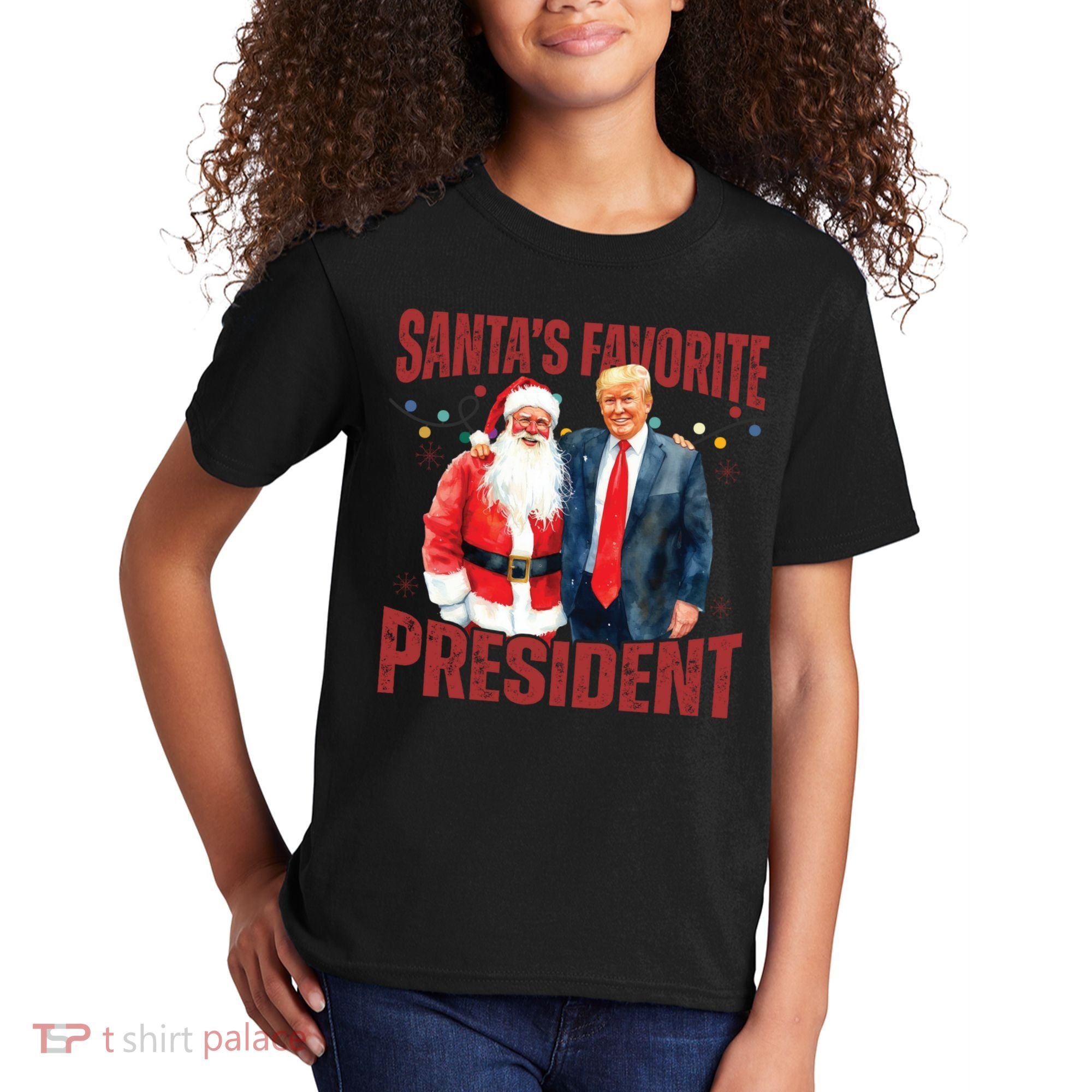 SantaS Favorite President Trump Christmas Santa Hat Kids T-Shirt