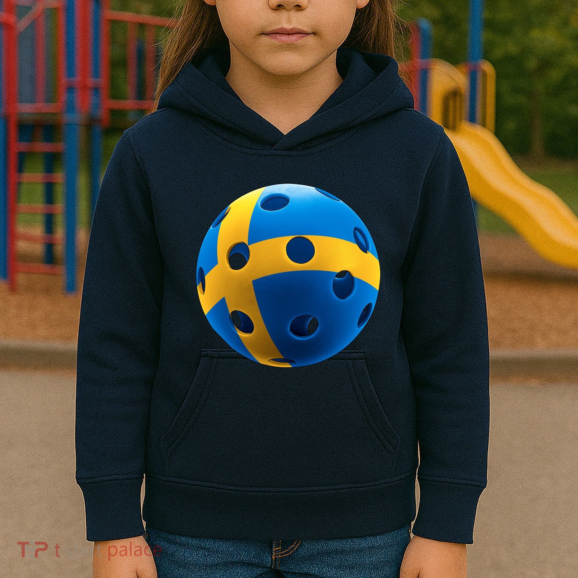Swedish Flag Pickleball Kids Hoodie