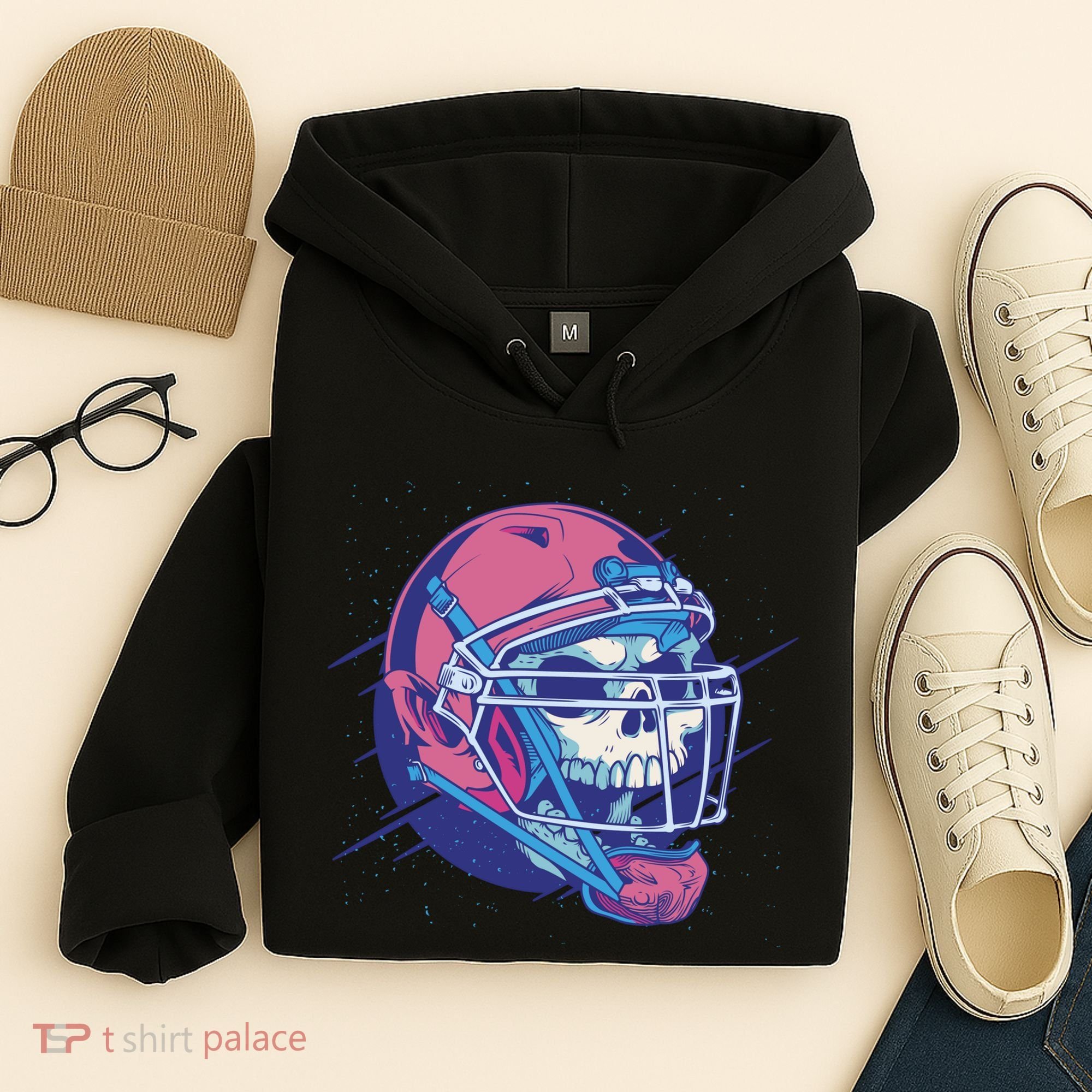 Skull Football Player Hoodie