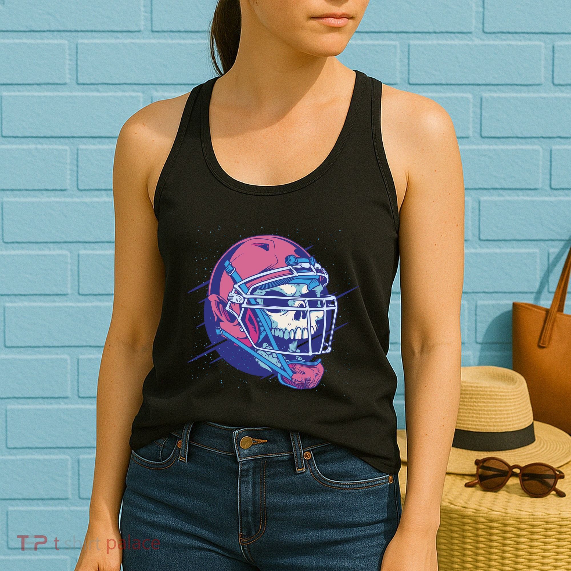 Skull Football Player Women's Tank Top