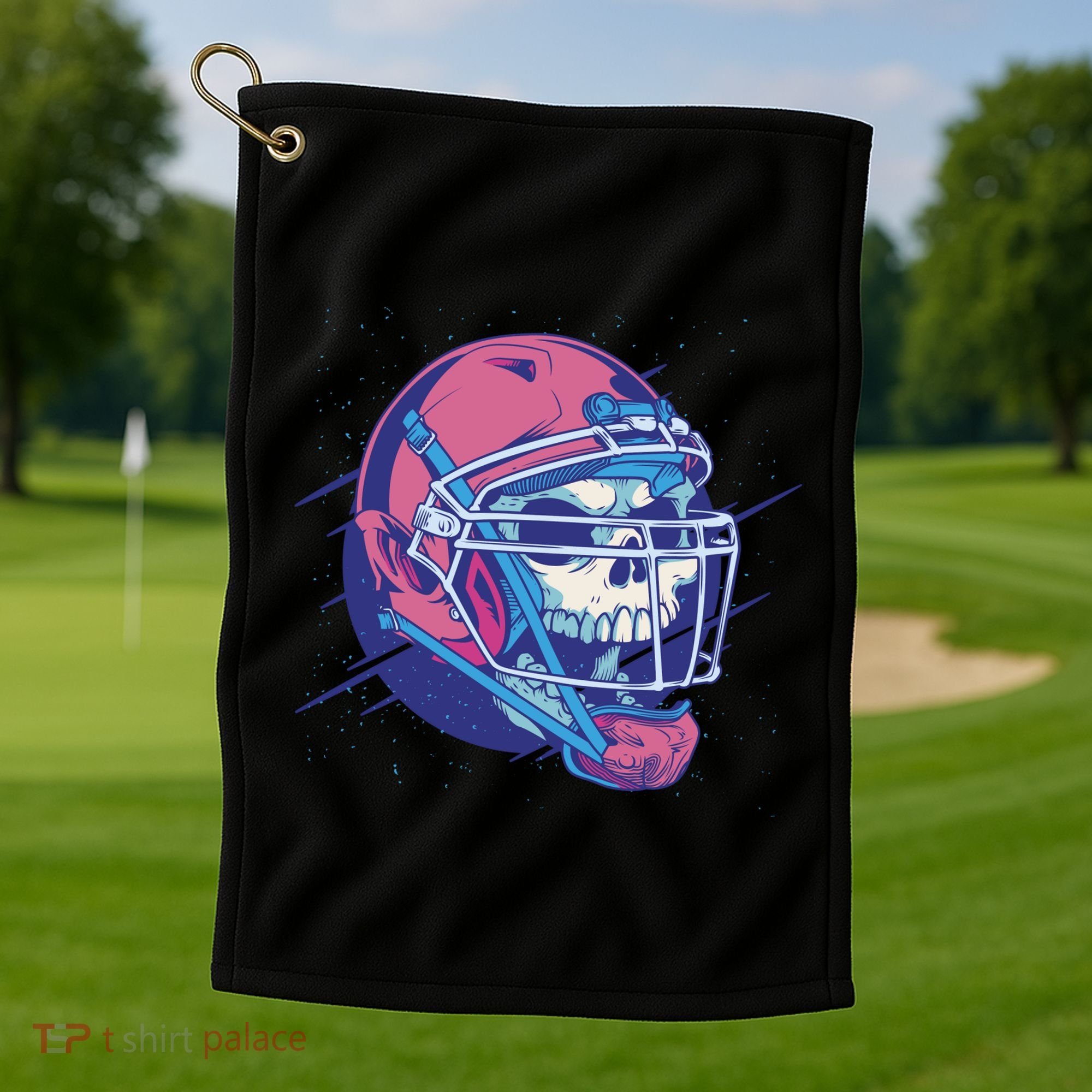 Skull Football Player Golf Towel