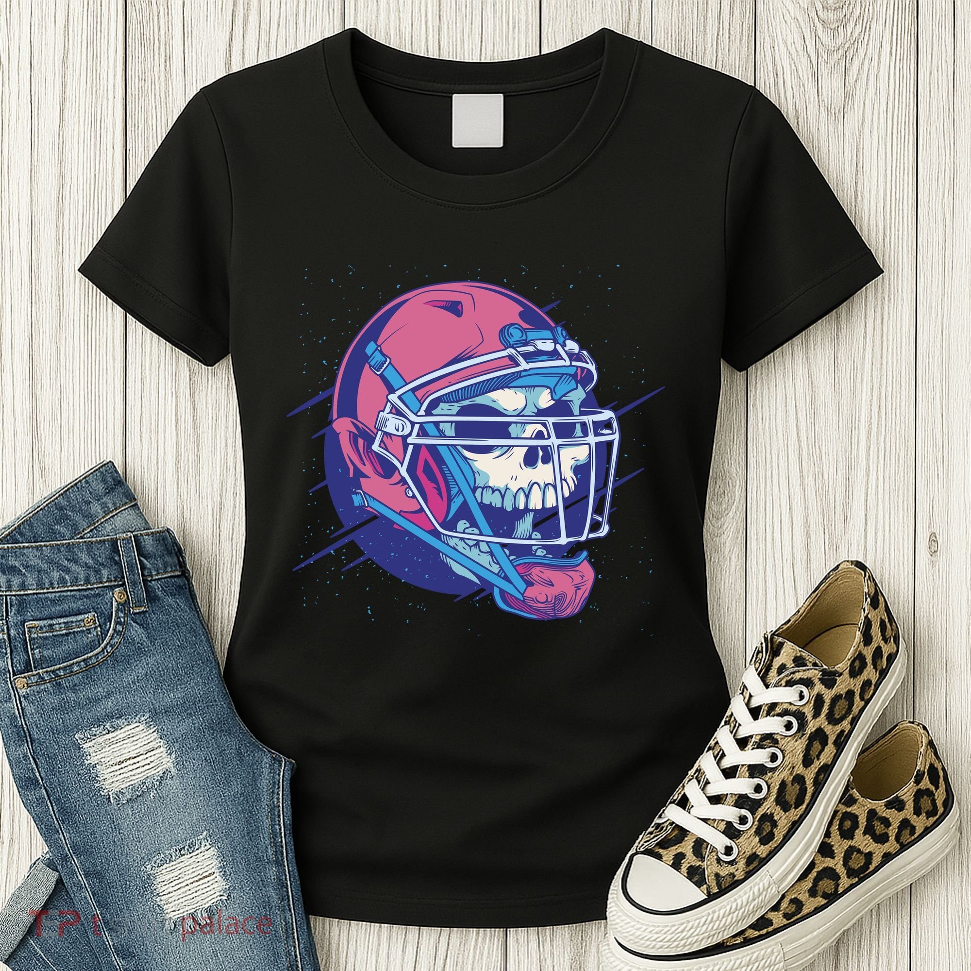 Skull Football Player Women's T-Shirt