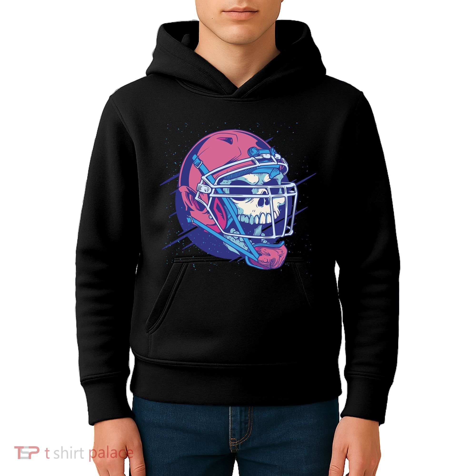 Skull Football Player Kids Hoodie
