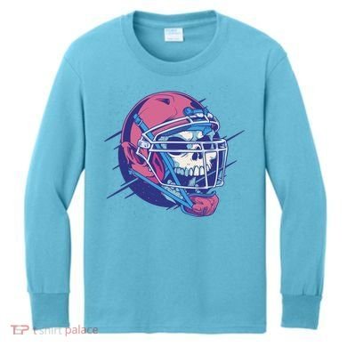 Skull Football Player Kids Long Sleeve Shirt